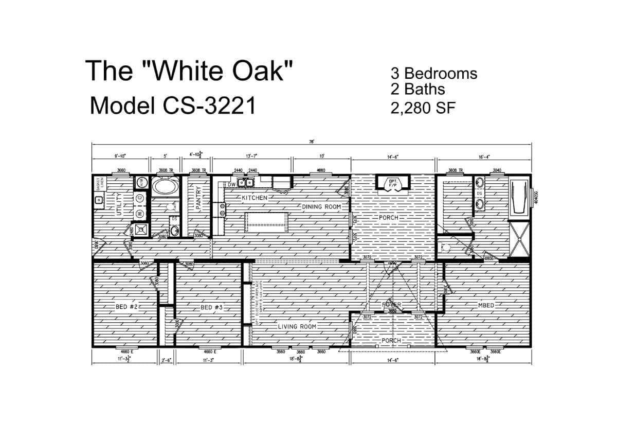 The white oak  floor plan home features