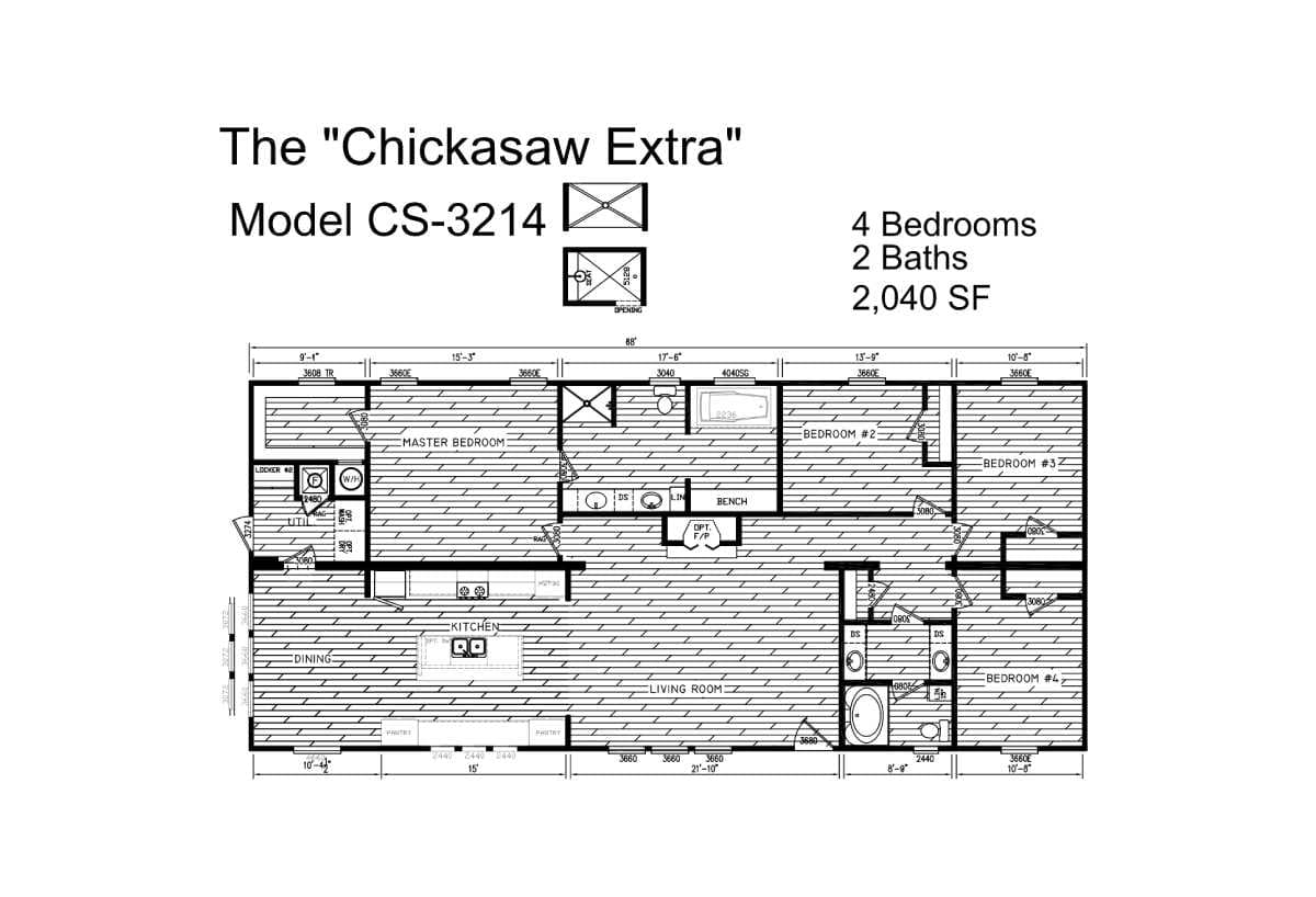 The chickasaw extra floor plan home features